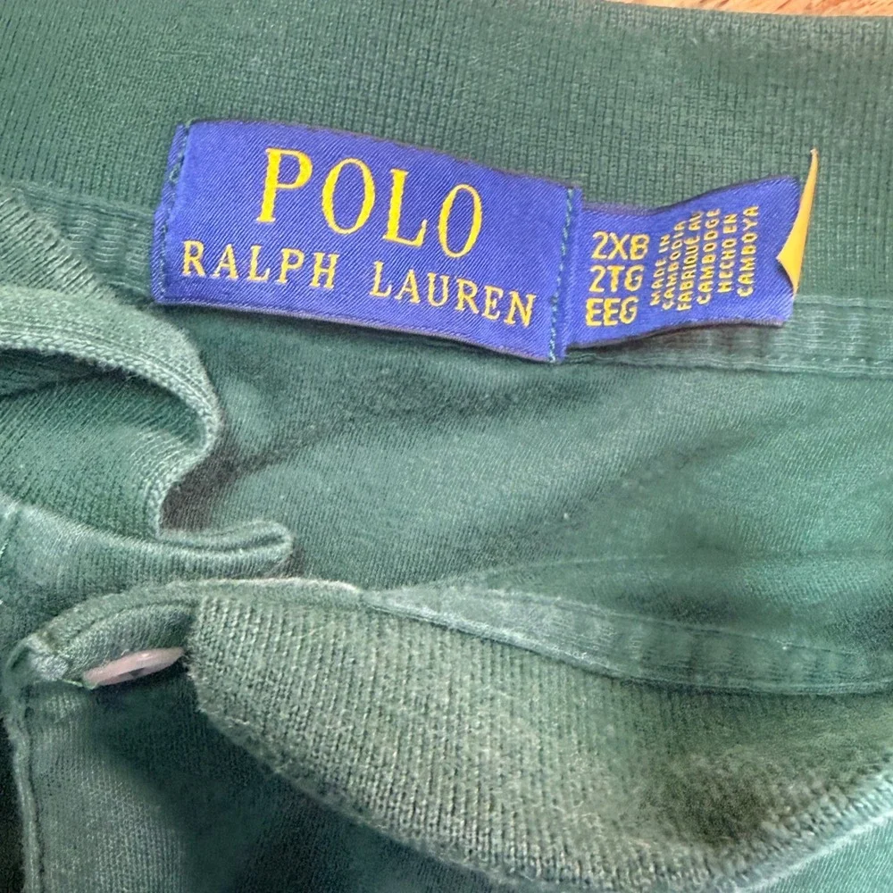 Polo Ralph Lauren Polo Shirt Men 2XB Green‎ Embroidered Flesh Pony Preppy Golf